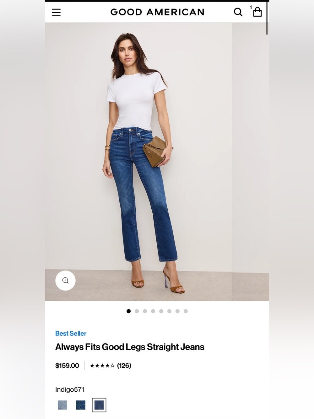 Good American Indigo Straight-Leg Jeans